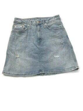 Calvin Klein Distressed Denim Jean Mini Skirt